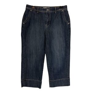 Chico's Platinum Capri Jeans Womens 1 Blue Dark Wash Mid Rise Crop Regular Denim